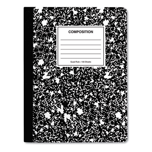 Quad Rule Composition Book, Quadrille Rule (4 Sq/in), Black Marble Cover, (100) 9.75 X 7.5 Sheets, 6/pack