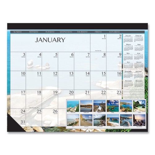 Recycled Earthscapes Desk Pad Calendar, Seascapes Photography, 18.5 X 13, Black Binding/corners,12-month (jan To Dec): 2023
