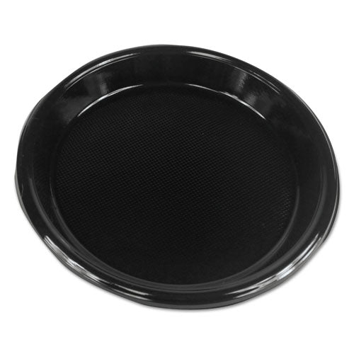 Hi-impact Plastic Dinnerware, Plate, 3-compartment, 10" Dia, Black, 500/carton