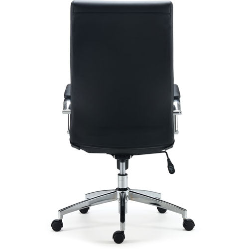 Alera Eddleston Leather Manager Chair, Supports Up To 275 Lb, Black Seat/back, Chrome Base