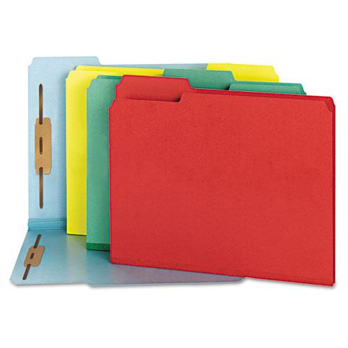 Deluxe Reinforced Top Tab Fastener Folders, 0.75" Expansion, 2 Fasteners, Letter Size, Red Exterior, 50/box