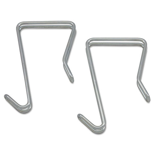 Double Sided Partition Garment Hook, Steel, 0.5 X 3.38 X 4.75, Over-the-door/over-the-panel Mount, Silver, 2/pack