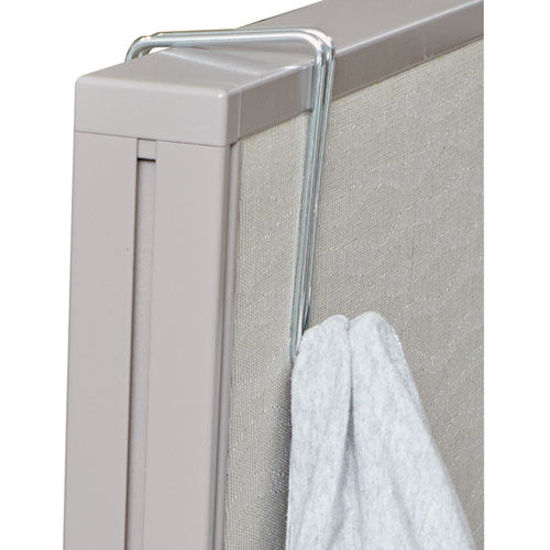 Double Sided Partition Garment Hook, Steel, 0.5 X 3.38 X 4.75, Over-the-door/over-the-panel Mount, Silver, 2/pack