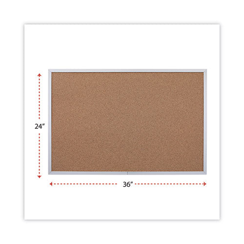 Cork Bulletin Board, 36 X 24, Natural Surface, Aluminum Frame