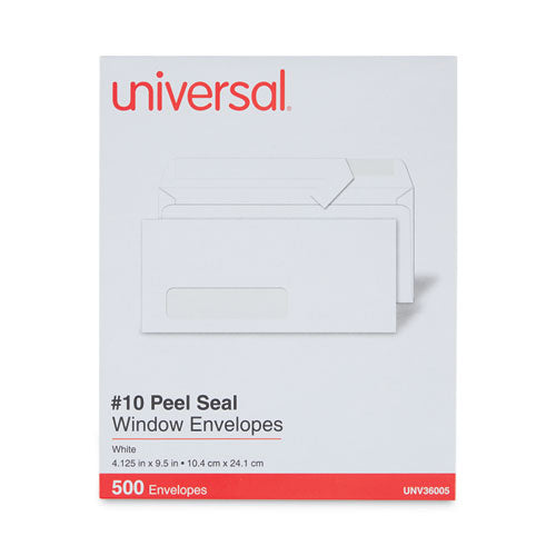 Peel Seal Strip Business Envelope, Address Window, #10, Square Flap, Self-adhesive Closure, 4.13 X 9.5, White, 500/box