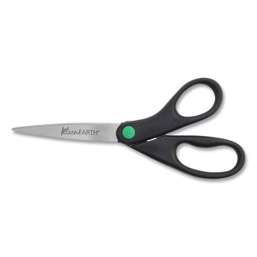 Kleenearth Scissors, Pointed Tip, 7" Long, 2.75" Cut Length, Black Straight Handle