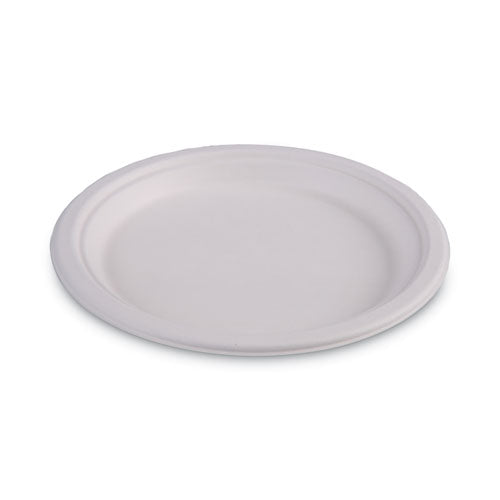 Bagasse Dinnerware, Plate, 10" Dia, White, 500/carton