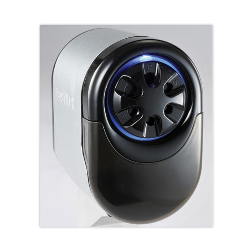 Quietsharp Glow Classroom Electric Pencil Sharpener, Ac-powered, 6.13 X 10.69 X 9, Silver/black