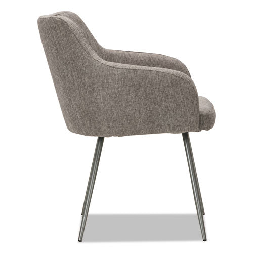 Alera Captain Series Guest Chair, 23.8" X 24.6" X 30.1", Gray Tweed Seat, Gray Tweed Back, Chrome Base