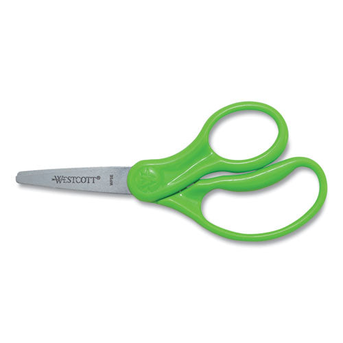 For Kids Scissors, Pointed Tip, 5" Long, 1.75" Cut Length, Randomly Assorted Straight Handles