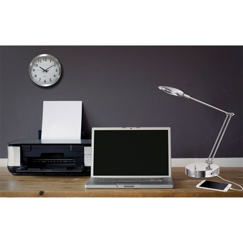Adjustable Led Task Lamp With Usb Port, 11w X 6.25d X 26h, Brushed Nickel