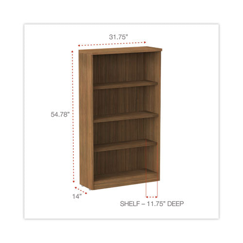 Alera Valencia Series Bookcase, Four-shelf, 31.75w X 14d X 54.88h, Modern Walnut