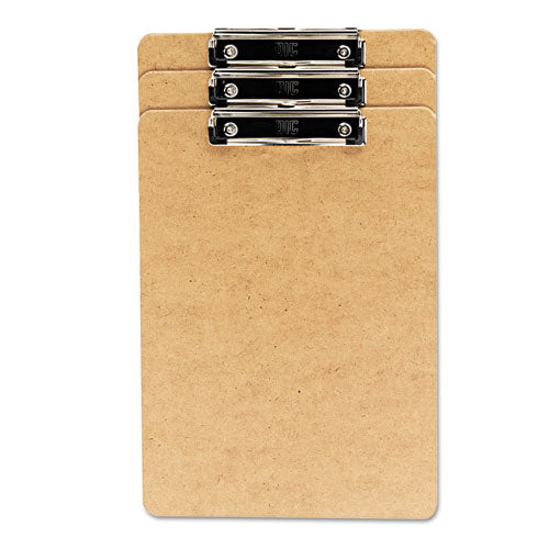 Hardboard Clipboard With Low-profile Clip, 0.5" Clip Capacity, Holds 8.5 X 14 Sheets, Brown, 3/pack