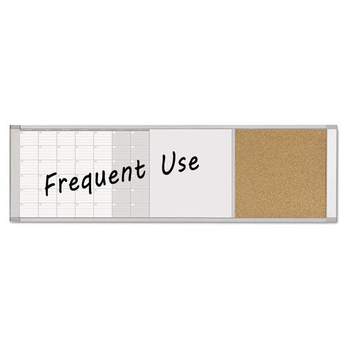 Magnetic Calendar Combo Board, 48 X 18, White Surface, Aluminum Frame