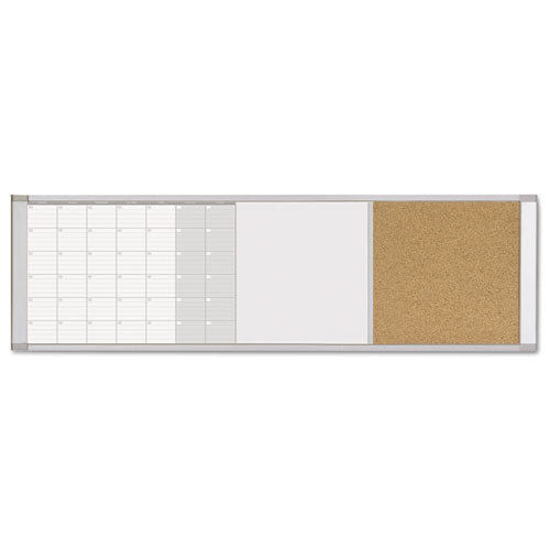 Magnetic Calendar Combo Board, 48 X 18, White Surface, Aluminum Frame