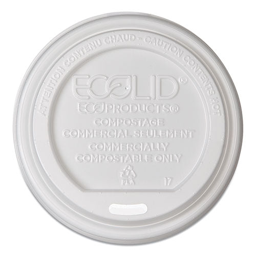 Ecolid Renewable/compostable Hot Cup Lids, Pla, Fits 8 Oz Hot Cups, 50/packs, 16 Packs/carton