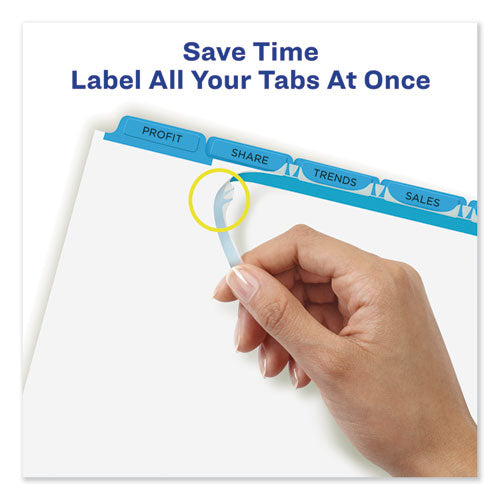 Print And Apply Index Maker Clear Label Dividers, 5-tab, Color Tabs, 11 X 8.5, White, Blue Tabs, 5 Sets