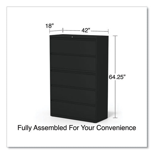 Lateral File, 5 Legal/letter/a4/a5-size File Drawers, Black, 42" X 18.63" X 67.63"