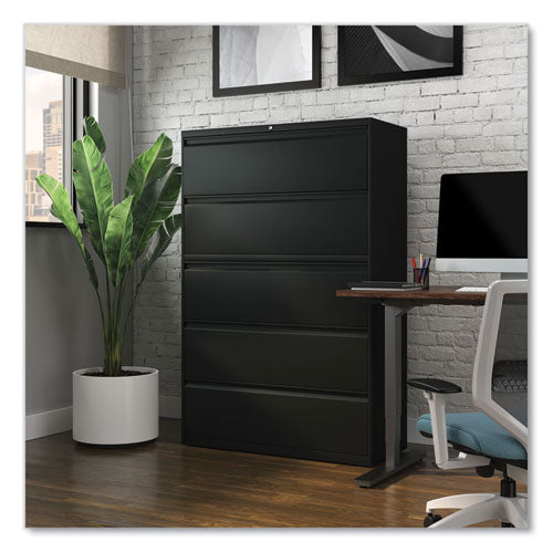 Lateral File, 5 Legal/letter/a4/a5-size File Drawers, Black, 42" X 18.63" X 67.63"