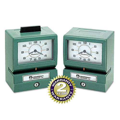 Model 150 Heavy-duty Time Recorder, Automatic Operation, Month/date/0-23 Hours/minutes Imprint, Green