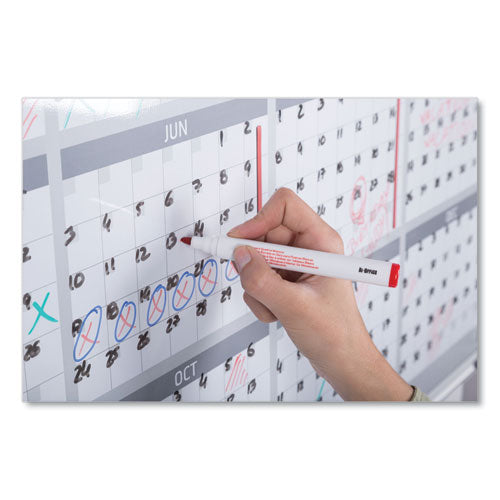 Magnetic Dry Erase Calendar Board, 12-month Calendar, 48 X 36, White Surface, Silver Aluminum Frame