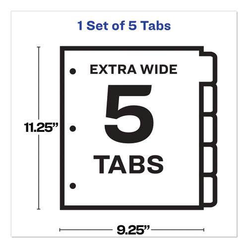 Print And Apply Index Maker Clear Label Dividers, Extra Wide Tab, 5-tab, White Tabs, 11.25 X 9.25, White, 1 Set