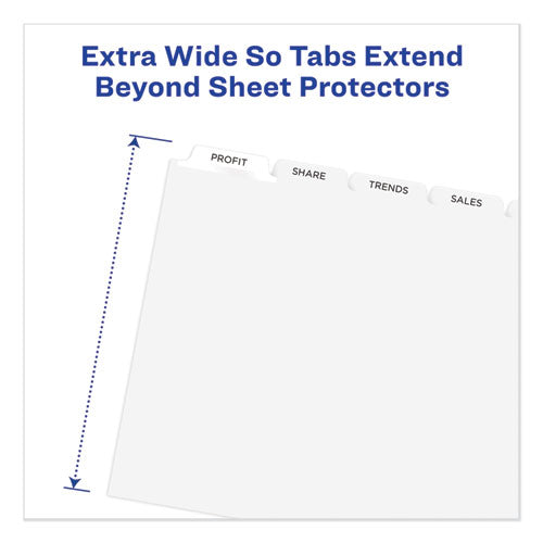 Print And Apply Index Maker Clear Label Dividers, Extra Wide Tab, 5-tab, White Tabs, 11.25 X 9.25, White, 1 Set