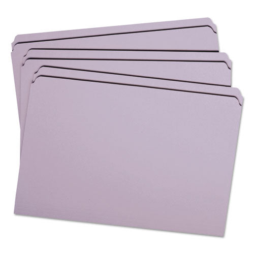 Reinforced Top Tab Colored File Folders, Straight Tabs, Legal Size, 0.75" Expansion, Lavender, 100/box