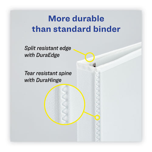 Heavy-duty Non Stick View Binder With Durahinge And Slant Rings, 3 Rings, 3" Capacity, 11 X 8.5, White, 2/pack