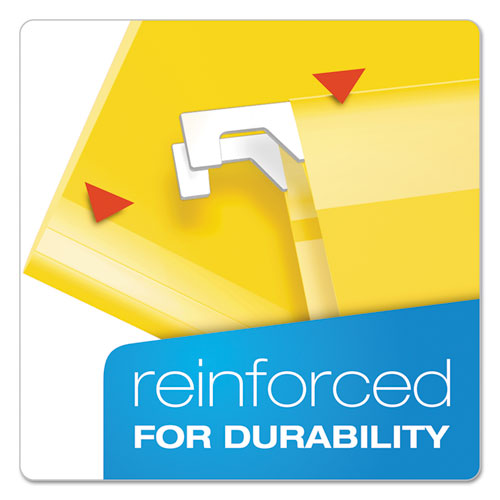 Extra Capacity Reinforced Hanging File Folders With Box Bottom, 2" Capacity, Letter Size, 1/5-cut Tabs, Yellow, 25/box
