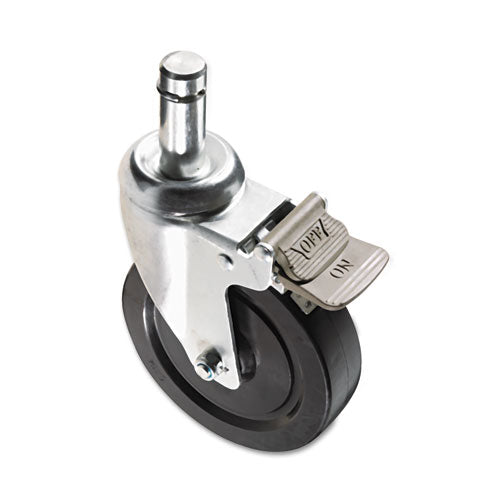 Optional Casters For Wire Shelving, Grip Ring Type K Stem, 4" Wheel, Black/silver, 4/set (2 Locking)