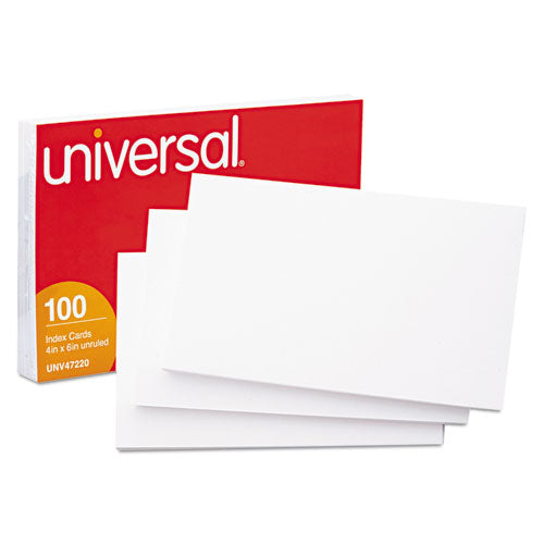 Universal Unruled Index Cards, 4 x 6, White, 500/Pack -UNV47225 