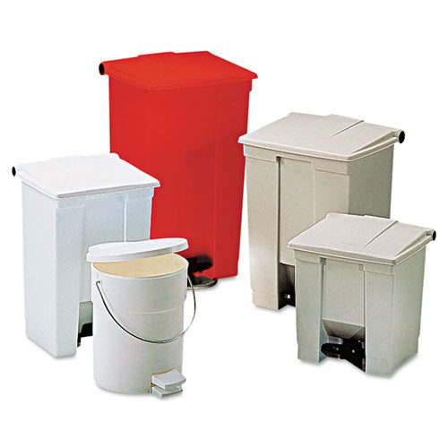 Indoor Utility Step-on Waste Container, 12 Gal, Plastic, White