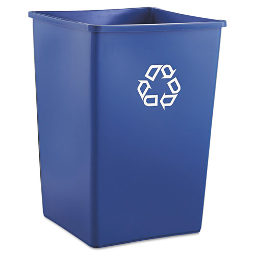 Square Recycling Container, 50 Gal, Plastic, Blue