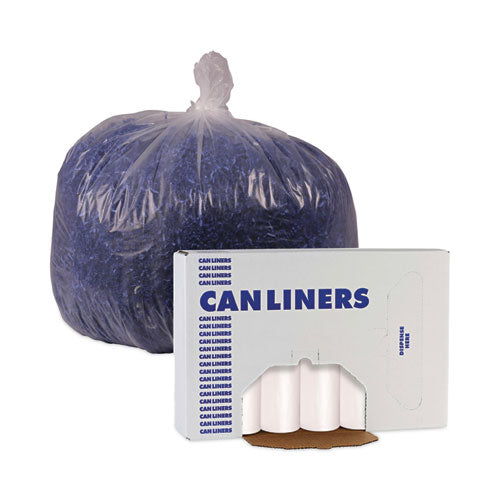 High-density Can Liners, 60 Gal, 11 Microns, 38" X 58", Natural, 25 Bags/roll, 8 Rolls/carton