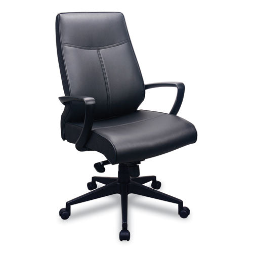 300 Leather High-back Chair, Supports Up To 250 Lb, 19.57" To 22.56" Seat Height, Black
