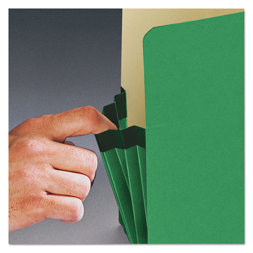 Colored File Pockets, 3.5" Expansion, Legal Size, Green