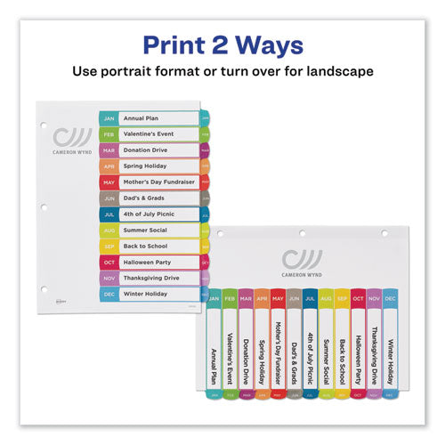 Customizable Toc Ready Index Multicolor Tab Dividers, 12-tab, Jan. To Dec., 11 X 8.5, White, Contemporary Color Tabs, 1 Set