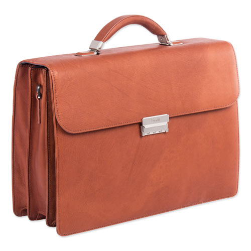 Milestone Briefcase, Fits Devices Up To 15.6", Leather, 5 X 5 X 12, Brown