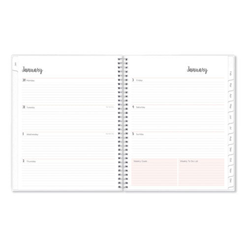 Blue Sky Joselyn Weekly/Monthly Planner, Joselyn Floral Artwork, 8 x 5, Pink/Peach/Black Cover, 12-Month (Jan to Dec): 2024