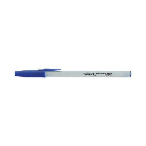 Ballpoint Pen, Stick, Medium 1 Mm, Blue Ink, Gray Barrel, Dozen