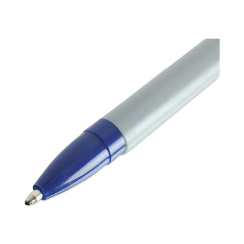 Ballpoint Pen, Stick, Medium 1 Mm, Blue Ink, Gray Barrel, Dozen