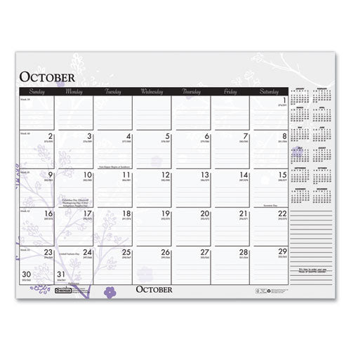 Recycled Desk Pad Calendar, Wild Flowers Artwork, 18.5 X 13, White Sheets, Black Binding/corners,12-month (jan-dec): 2023