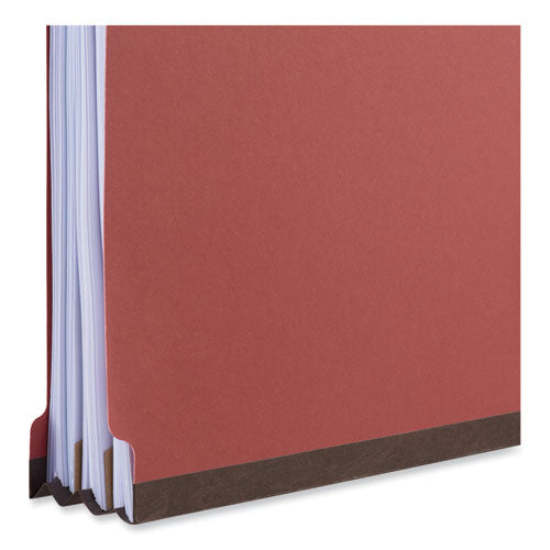 Deluxe Six-section Pressboard End Tab Classification Folders, 2 Dividers, 6 Fasteners, Letter Size, Bright Red, 10/box