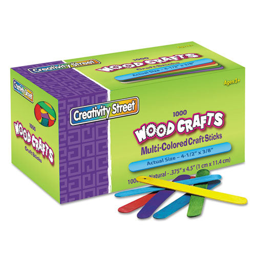 Colored Wood Craft Sticks, 6" X 0.75", Assorted, 500/box