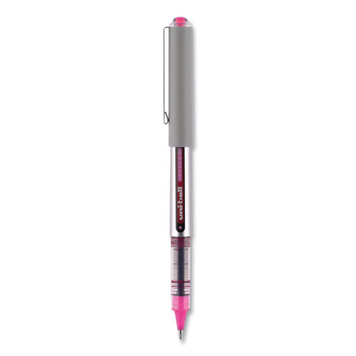 Vision Roller Ball Pen, Stick, Fine 0.7 Mm, Pink Ink, Gray Barrel, Dozen