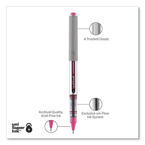 Vision Roller Ball Pen, Stick, Fine 0.7 Mm, Pink Ink, Gray Barrel, Dozen