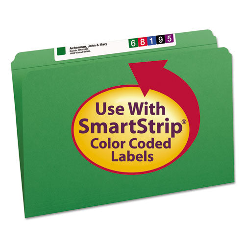 Reinforced Top Tab Colored File Folders, Straight Tabs, Legal Size, 0.75" Expansion, Green, 100/box