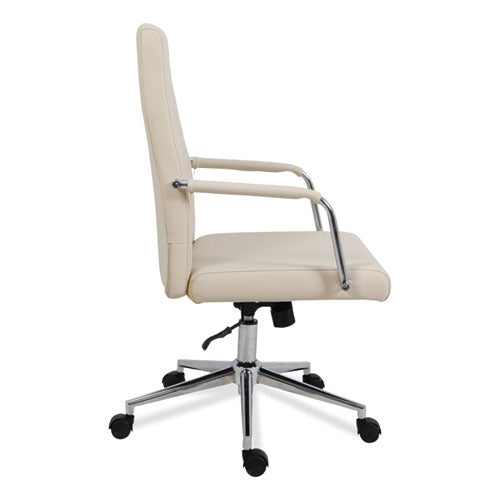 Leather Task Chair, Supports Up To 275 Lb, 18.19" To 21.93" Seat Height, White Seat, White Back
