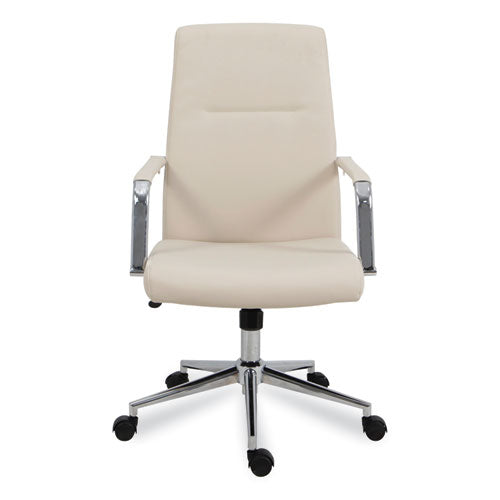 Leather Task Chair, Supports Up To 275 Lb, 18.19" To 21.93" Seat Height, White Seat, White Back